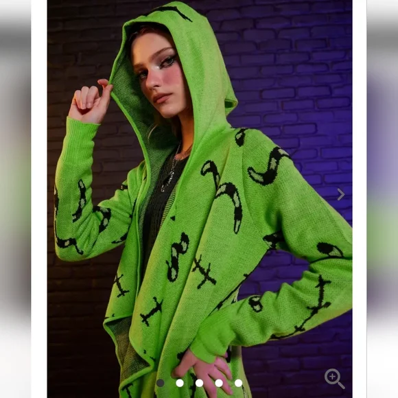 Disney Green Hooded Cardigan with Black Accents - Picture 3 of 15